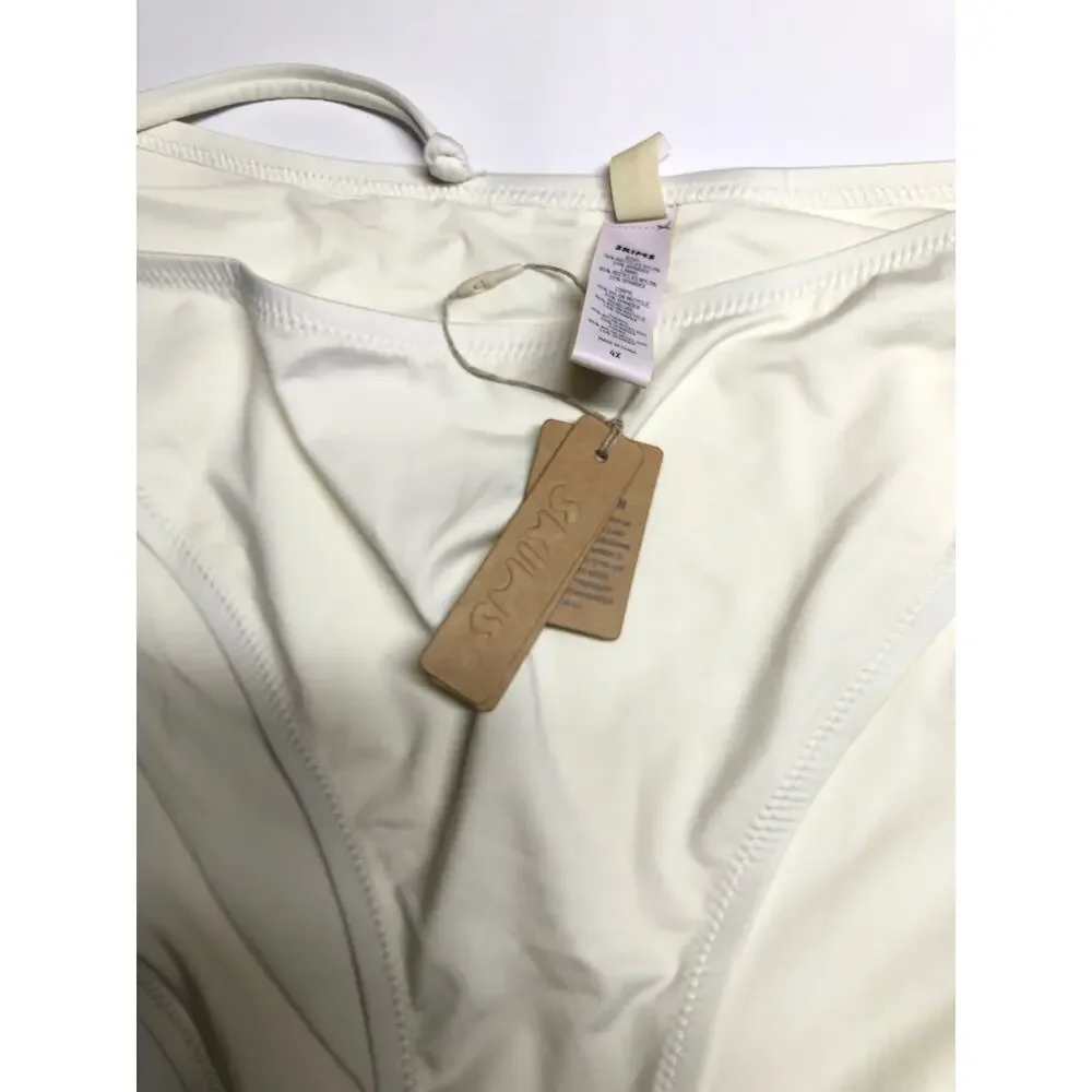 SKIMS Signature Swim Dipped Tie Bottoms Marble White NWT Size 4X